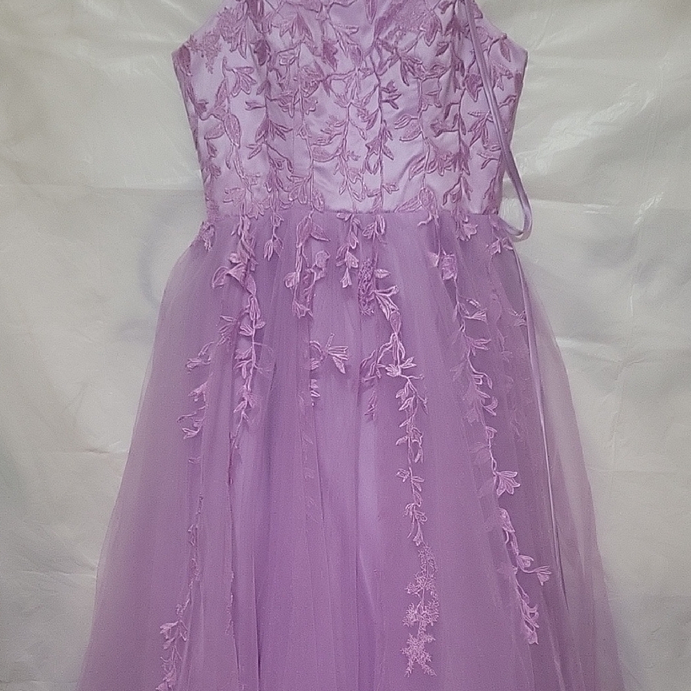 Elegant Lavender Lace Prom Dress